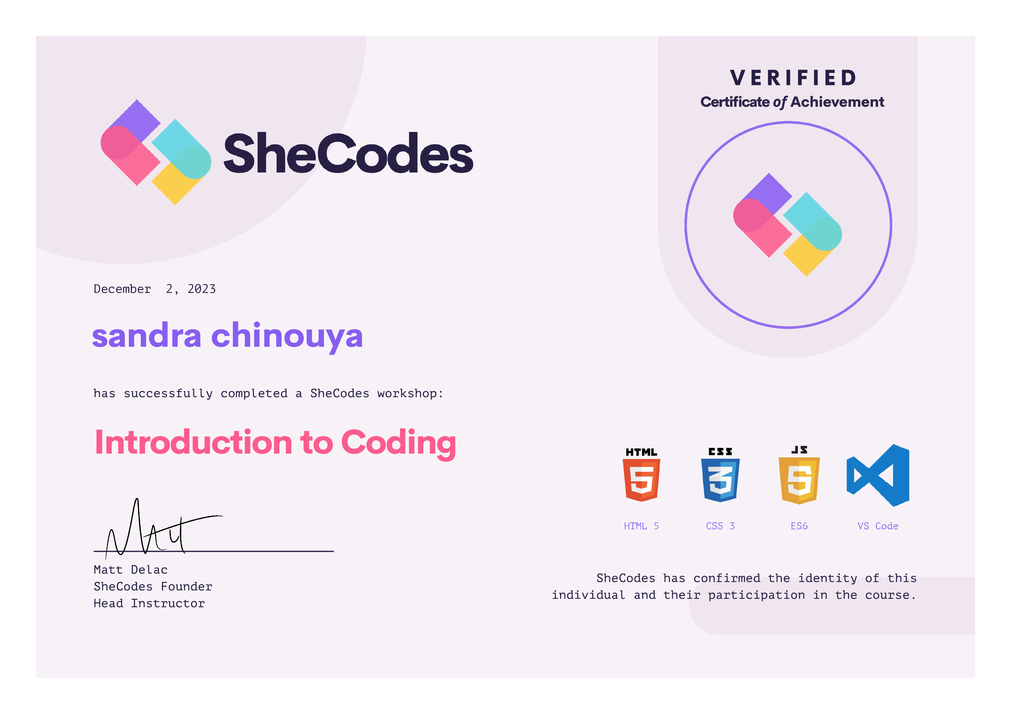 Coding-certificate